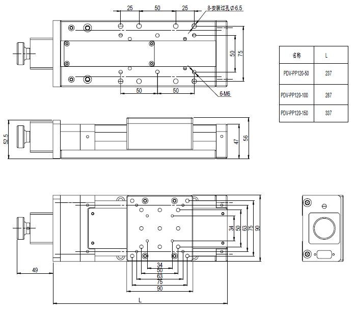 PP120-(50-300)精密電動平移臺(圓導(dǎo)軌)平移臺 定位臺 XY平臺 PP120-(50-300)精密電動平移臺(圓導(dǎo)軌)平移臺 定位臺 XY平臺