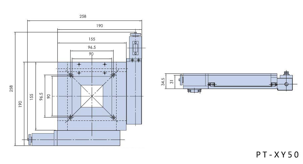 PT-XY100精密電動整體位移臺光學(xué)二維平移臺行程100×100滑臺模組 PT-XY100精密電動整體位移臺光學(xué)二維平移臺行程100×100滑臺模組